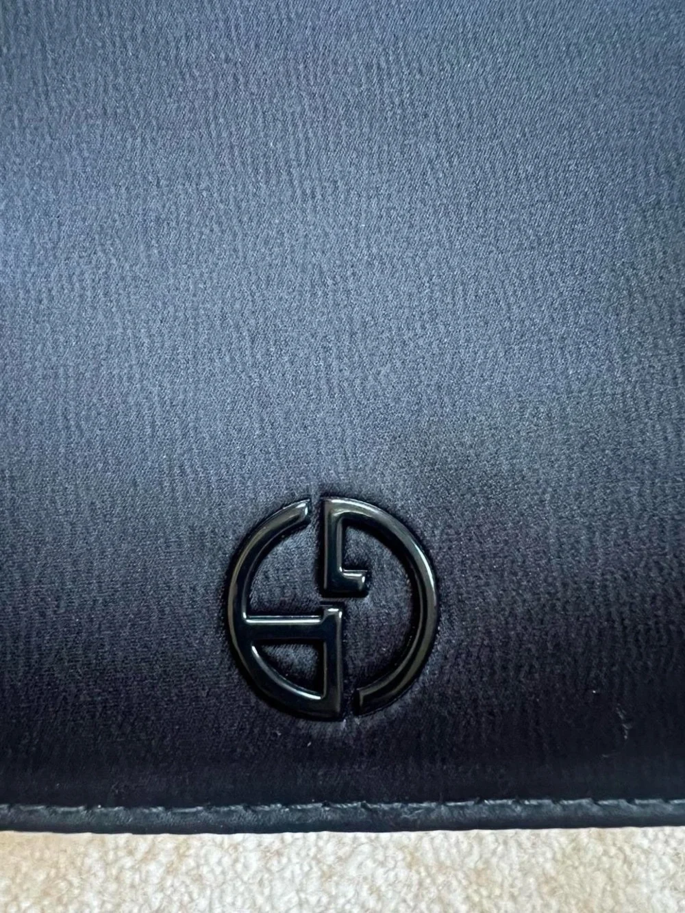 Giorgio Armani Black Leather Cosmetic Wristlet with Logo